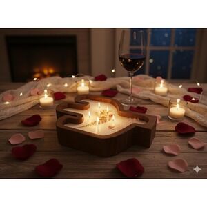 Cactus Shaped‎ Wood Candle Dried Flowers Rose Quartz Crystals Hand Poured